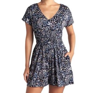 Nine Britton Shelby Knit Romper XXL ~18 Navy Floral NWT